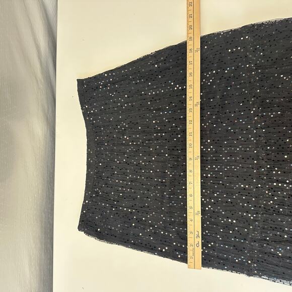 Womens Long A-line Skirt Size 6 Black Mesh Sequins Whimsygoth Fairy Goth Witchy - Picture 9 of 9